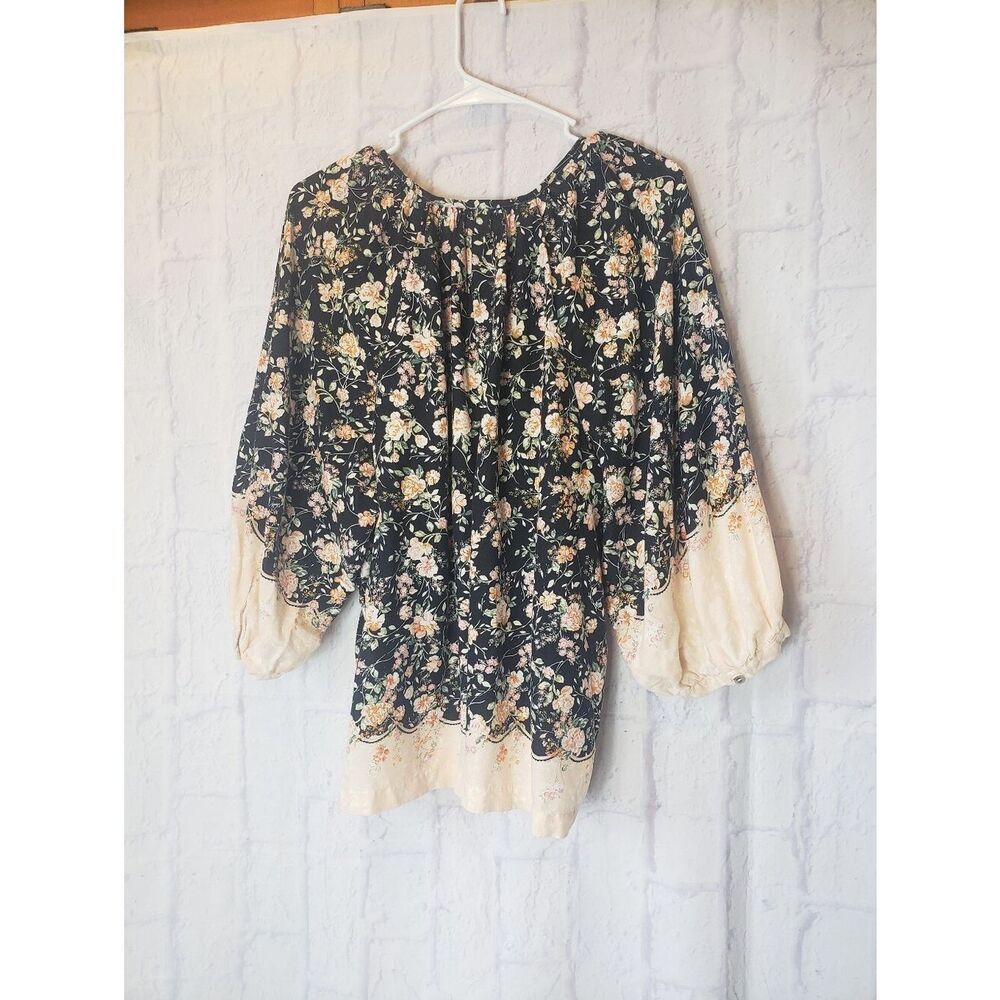 LC LAUREN CONRAD Victorian Floral Balloon Sleeve Button Down Blouse XL - Picture 7 of 7